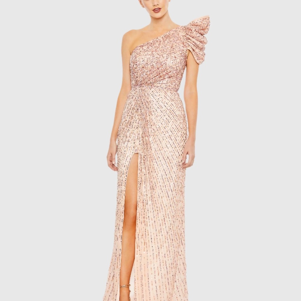 Mac Duggal One-Shoulder Sequin Dress